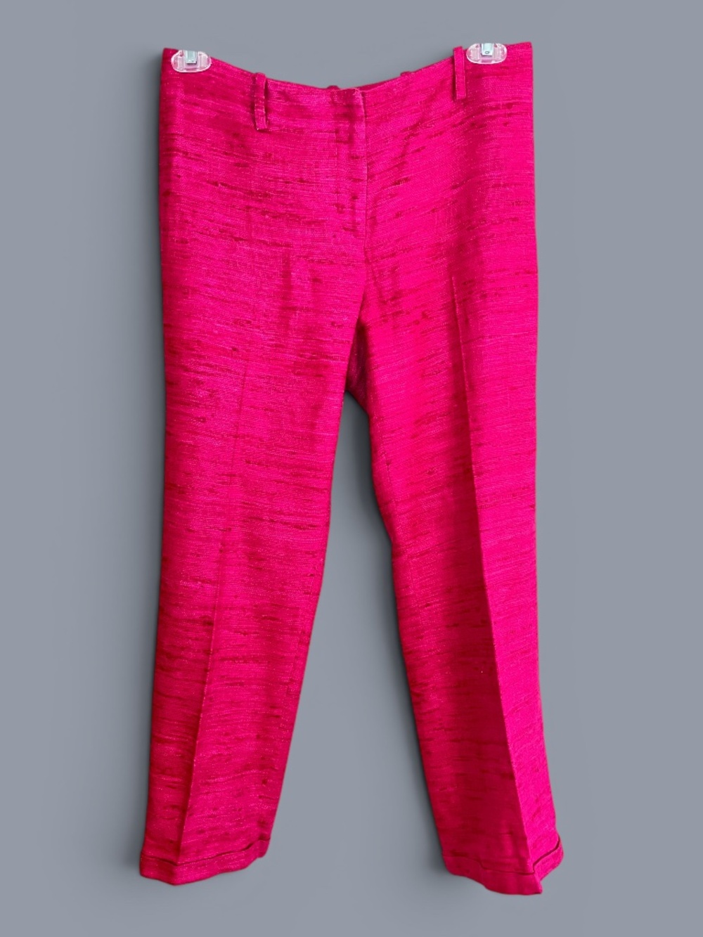 J. McLaughlin Vintage Hot Pink 100% Silk Fly Front Trousers Size 6